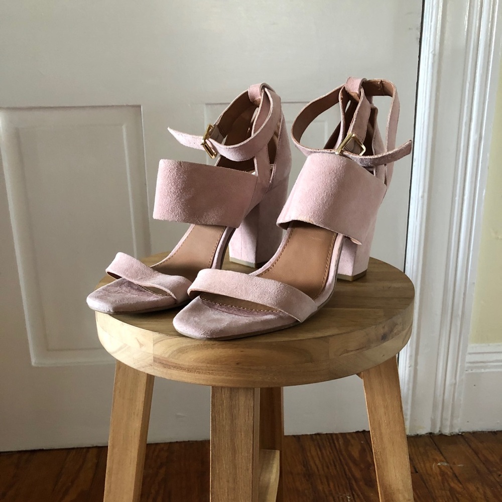 Pink Suede Strappy Heels Sandals